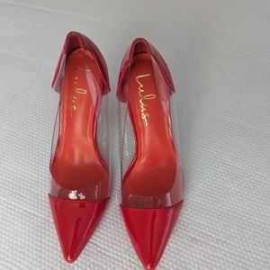 Lulu's Salema Women's Heels Red Patent Pointed-Toe Pumps size 7.